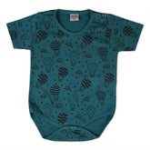 Valuable Newborn Girls Half Sleeves Romper - Steel Green