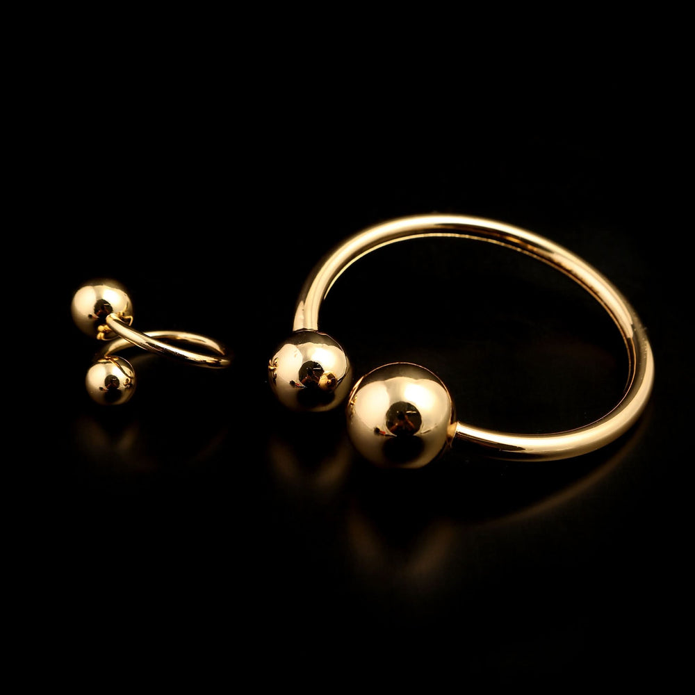 Woman's Fancy Kara With Ring - Golden