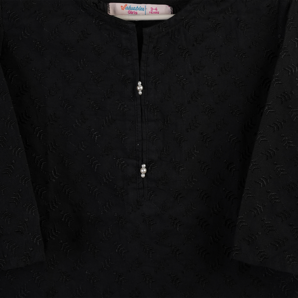 Valuables Girls Chikankari Kurti - Black