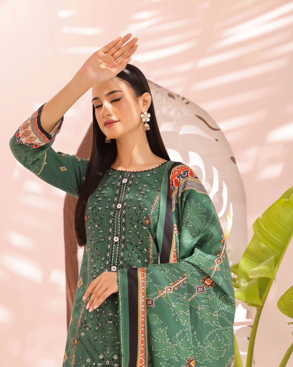 Zartaj By RA-Bin Hameed Emboridered Linen Unstitched 3Pcs Suit - 4