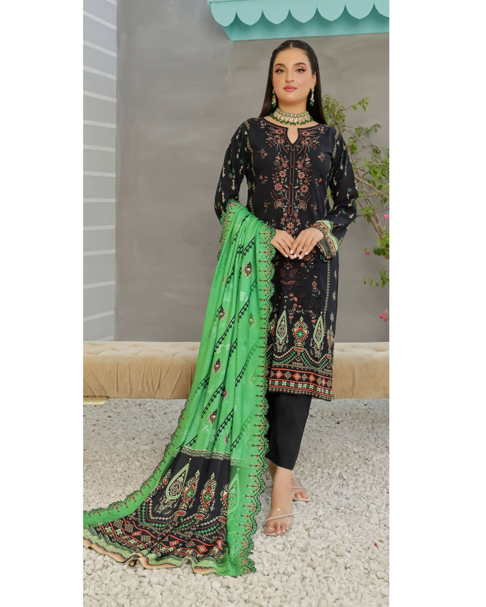 Gulfishan By RA-Bin Hameed Embroidered Unstitched 3Pcs Suit With Shawl - TS-2011