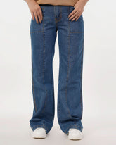 Eminent Women's Wider Leg Denim Pant - Mid Blue