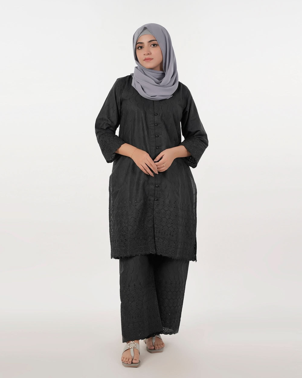 Valuable Women’s Fusion Embroidered Suit – 2-Piece Stylish Set - Black