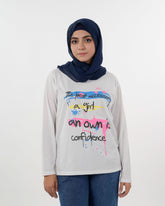 Women's Full Sleeves Printed T-Shirt - White