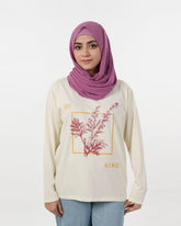Women's Full Sleeves Printed T-Shirt - Cream