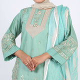 Women's Stitched 3-Piece Doriya Suit - Pink