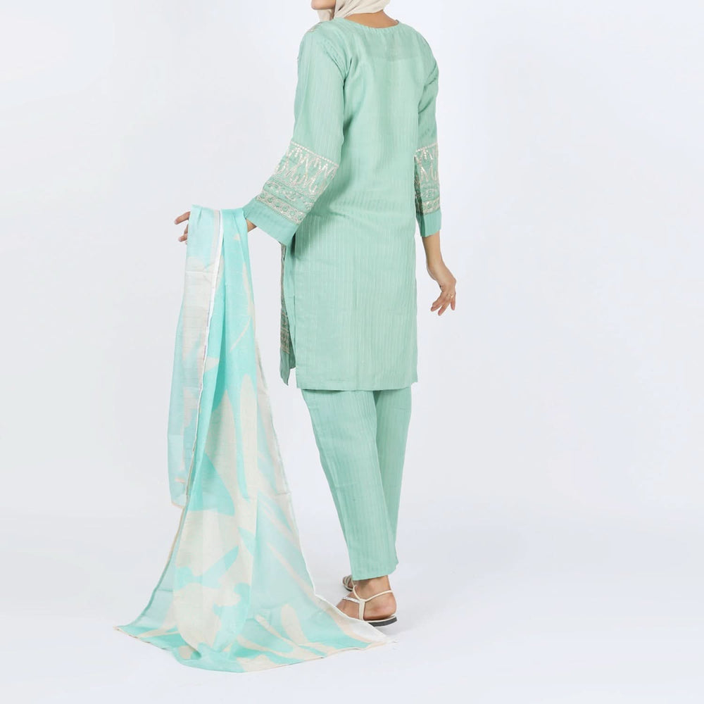 Women's Stitched 3-Piece Doriya Suit - Pink