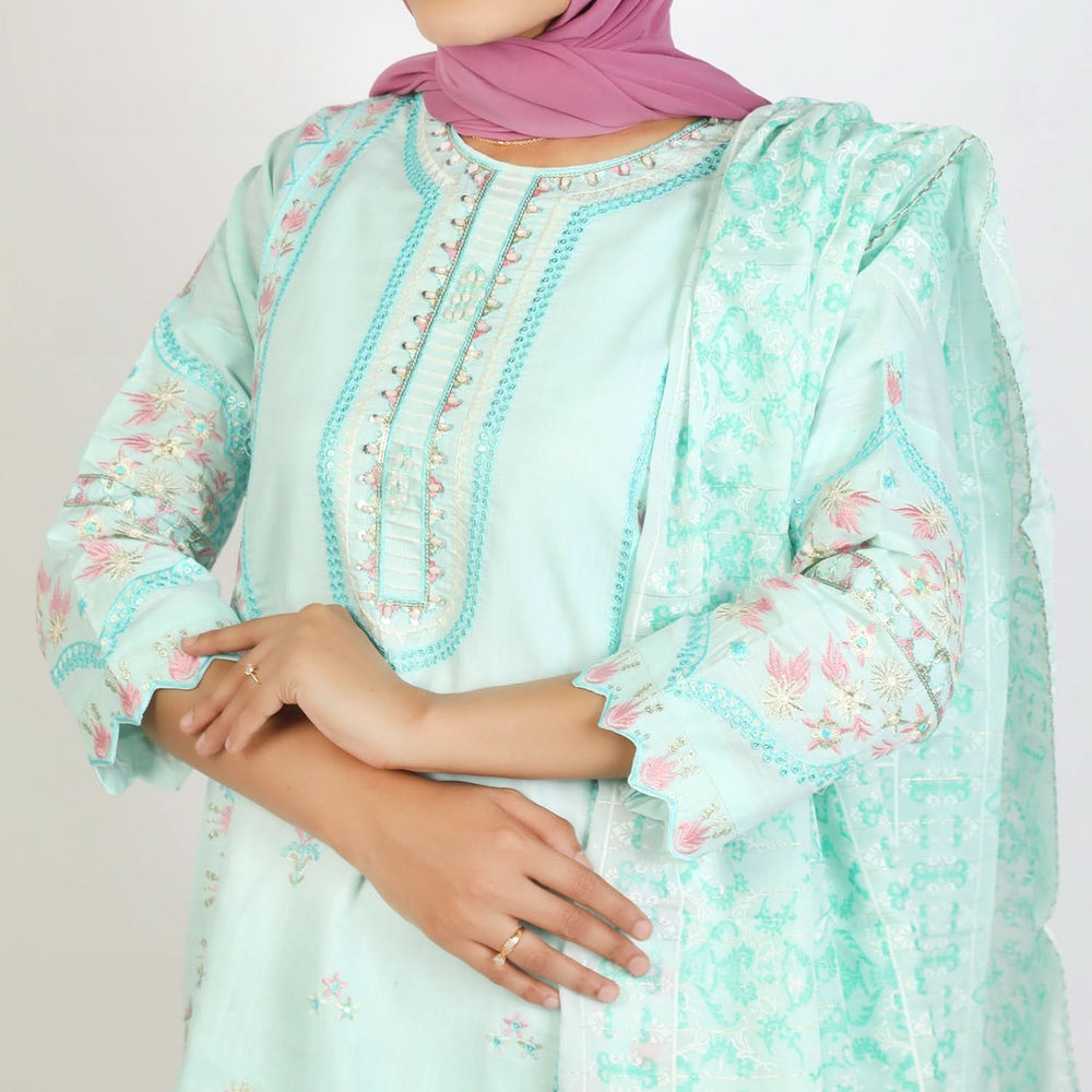 Women's Embroidered Jacquard 3Pcs Suit