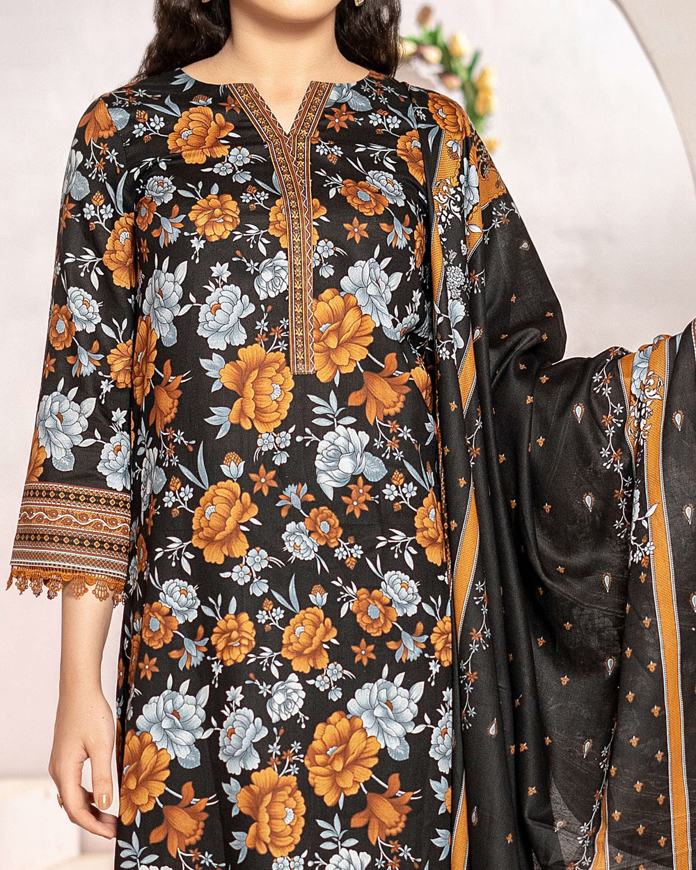 DAMAN Cambric Printed Suit 3PCS By Vs Textile-604