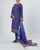 Eminent Women's Dyed Slub 3Pcs Suit - Blue