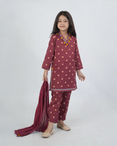 Eminent Girls Printed Suit - Maroon
