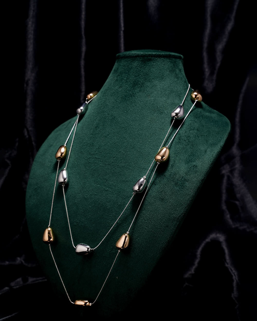 Eminent Dual Tone Drop Layered Necklace