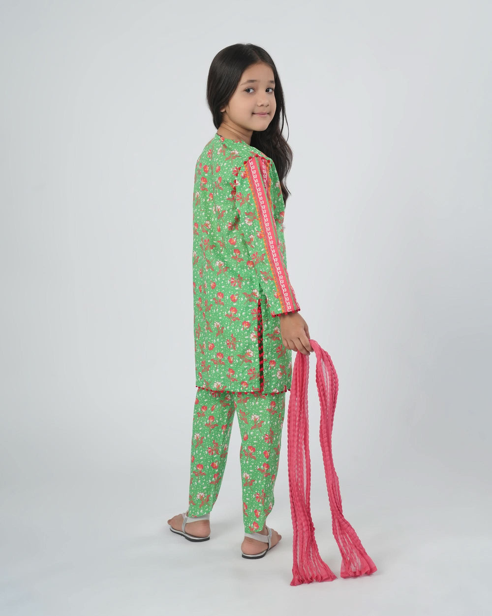 Eminent Girls Printed Shalwar Suit - Green