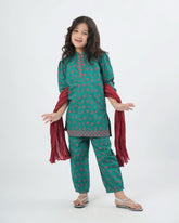 Eminent Girls 03 Pcs Suit - Green