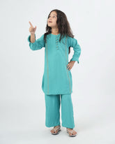 Eminent Girls Solid Seersucker 2 Pcs Suit
