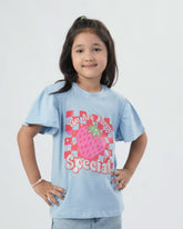 Eminent Girls Half Sleeves T-Shirt - Light Blue