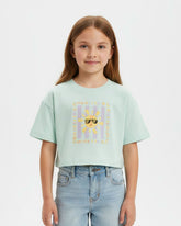 Girls Textured Solid T-Shirt