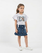 Valuables Girls Half Sleeves Skirt Suit