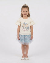 Girl's Half Sleeves Skirt Suit