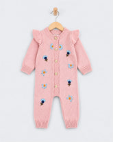 Eminent Newborn Girls Floral Embroidered Knit Romper