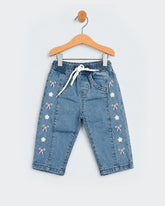 Eminent Newborn Girls Embroidered Denim Pants