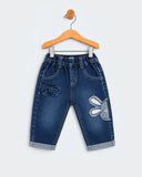 Eminent Newborn Girls Bunny Patch Denim Pants