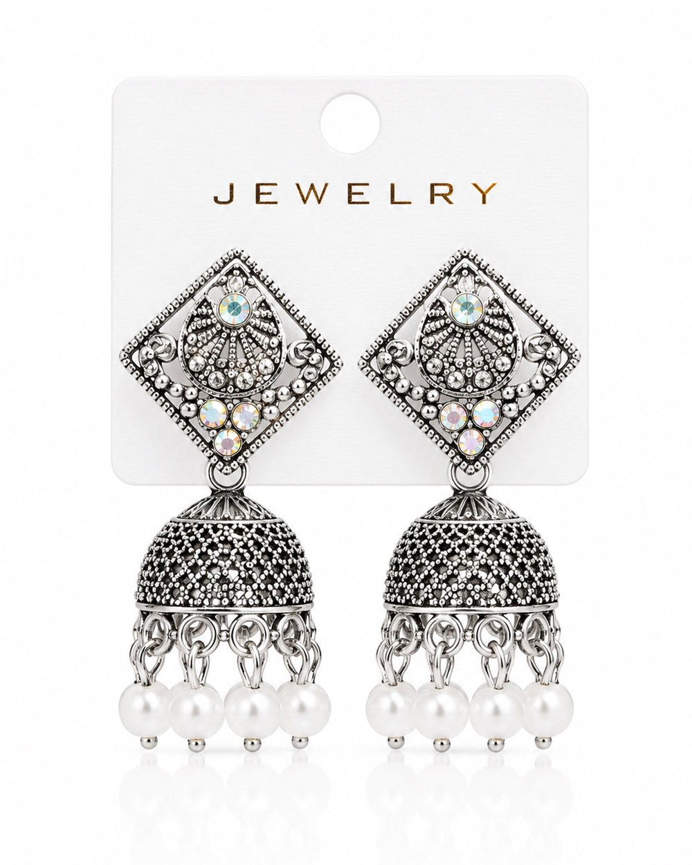Antique Silver Jhumki Earrings