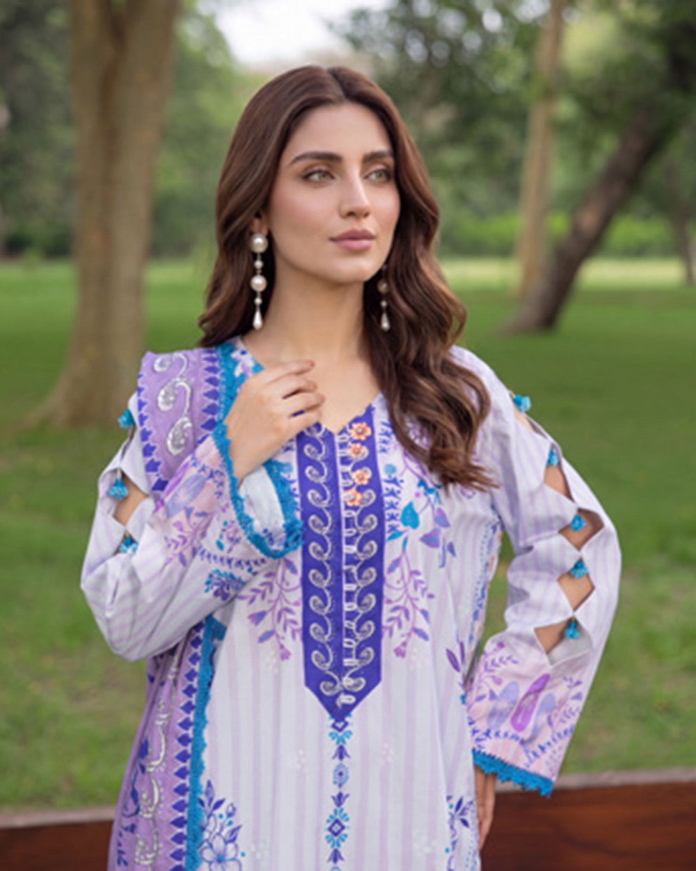 Colors Linen Digital Printed Suit - 3 Pc by Al-Zohaib