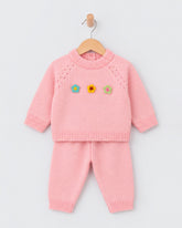 Eminent Newborn Girls Floral Applique Sweater Suit