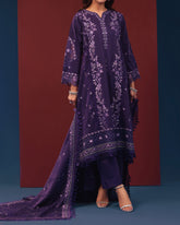 Zarineh Ronaq Viscose Luxury Jacquard Embroidered Suit - 3 Pc