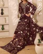 Zarineh Winter Muse Khaddar Printed Embroidered Suit - 3 Pc