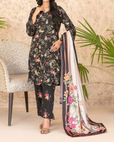 Tawakkal Melek Staple Printed Suit with Shawl - 3 Pc