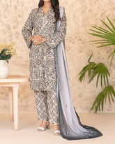 Tawakkal Melek Staple Printed Suit with Shawl - 3 Pc