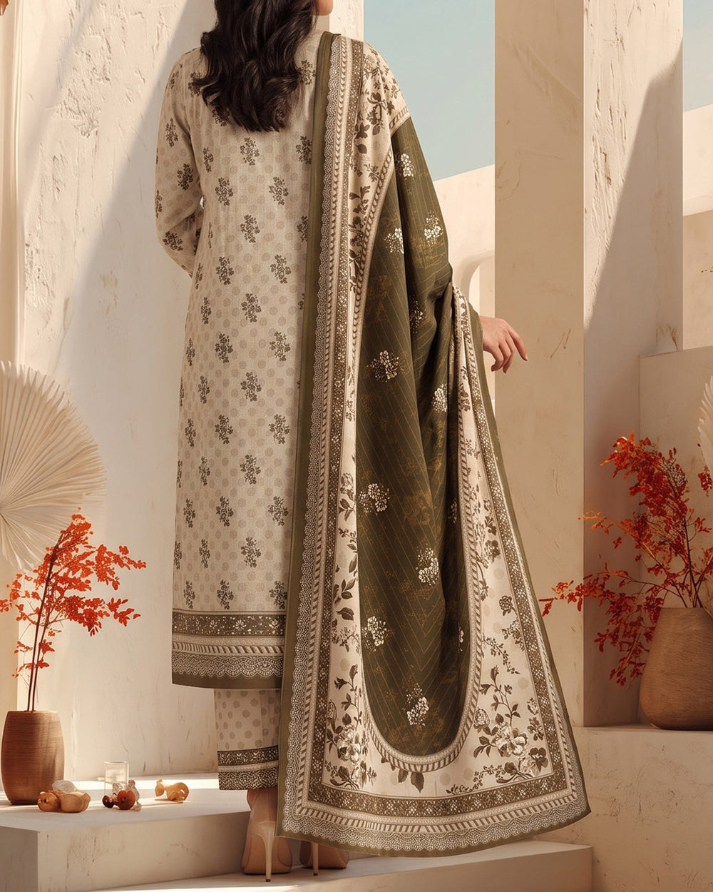 Malhar Printed Karandi Suit - 3 Pc by VS Textile
