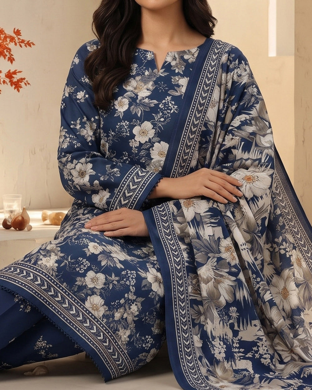 Malhar Printed Karandi Suit - 3 Pc by VS Textile