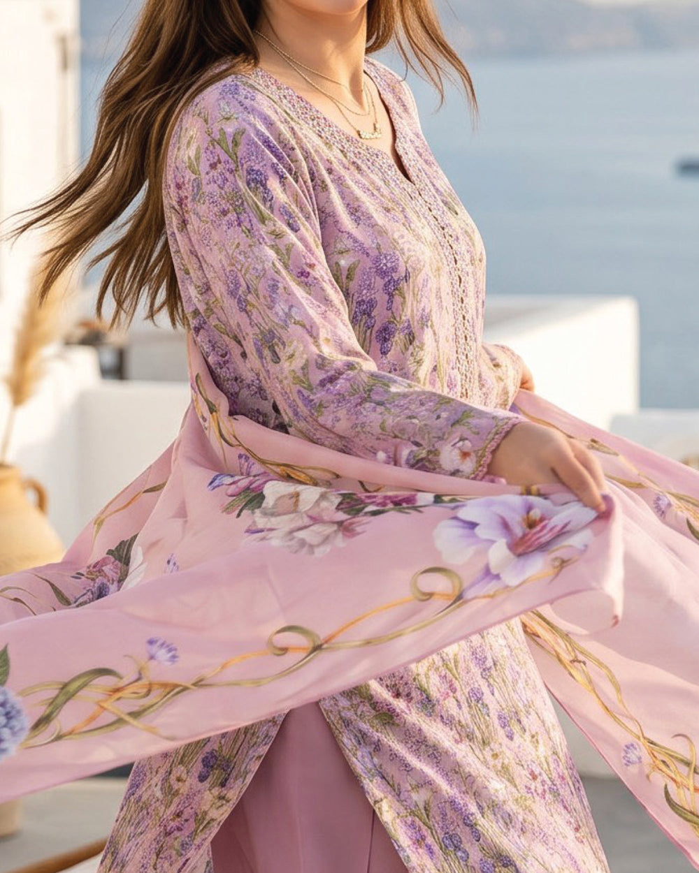Salina Cambric Mid Summer Digital Printed Suit - 3 Pc