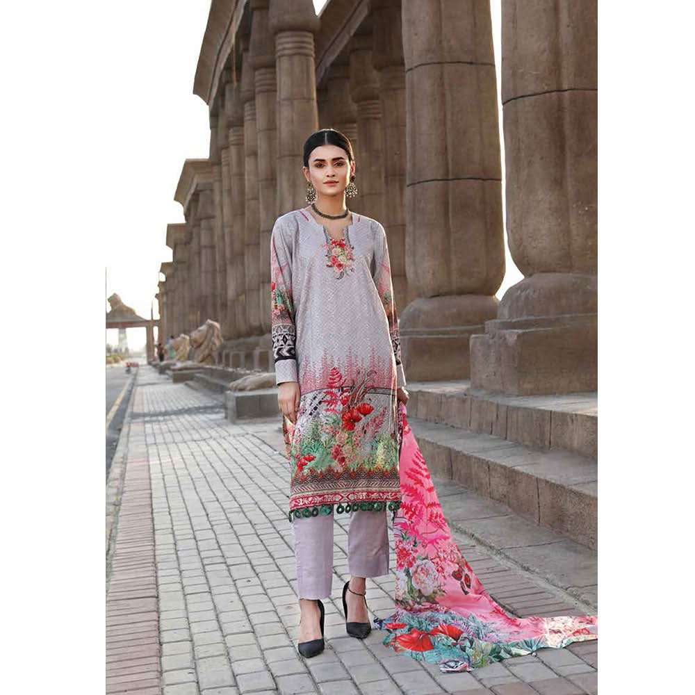 Orissa Digital Printed Chikan Kari Linen 3 Pcs Un-Stitched Suit - 2710