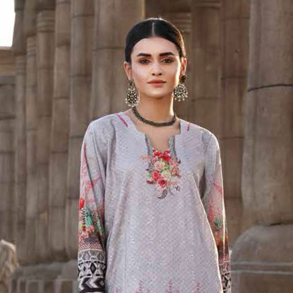 Orissa Digital Printed Chikan Kari Linen 3 Pcs Un-Stitched Suit - 2710