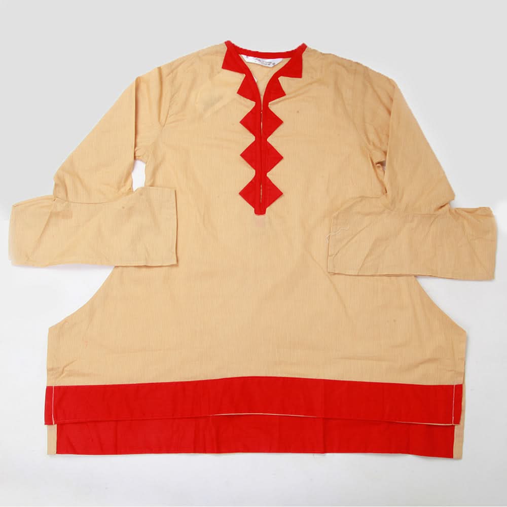 Girls Full Sleeves Plain Kurti - Beige