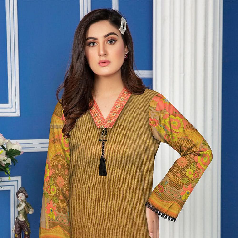 Anchal Digital Printed Masoori Un-Stitched Kurti - 02