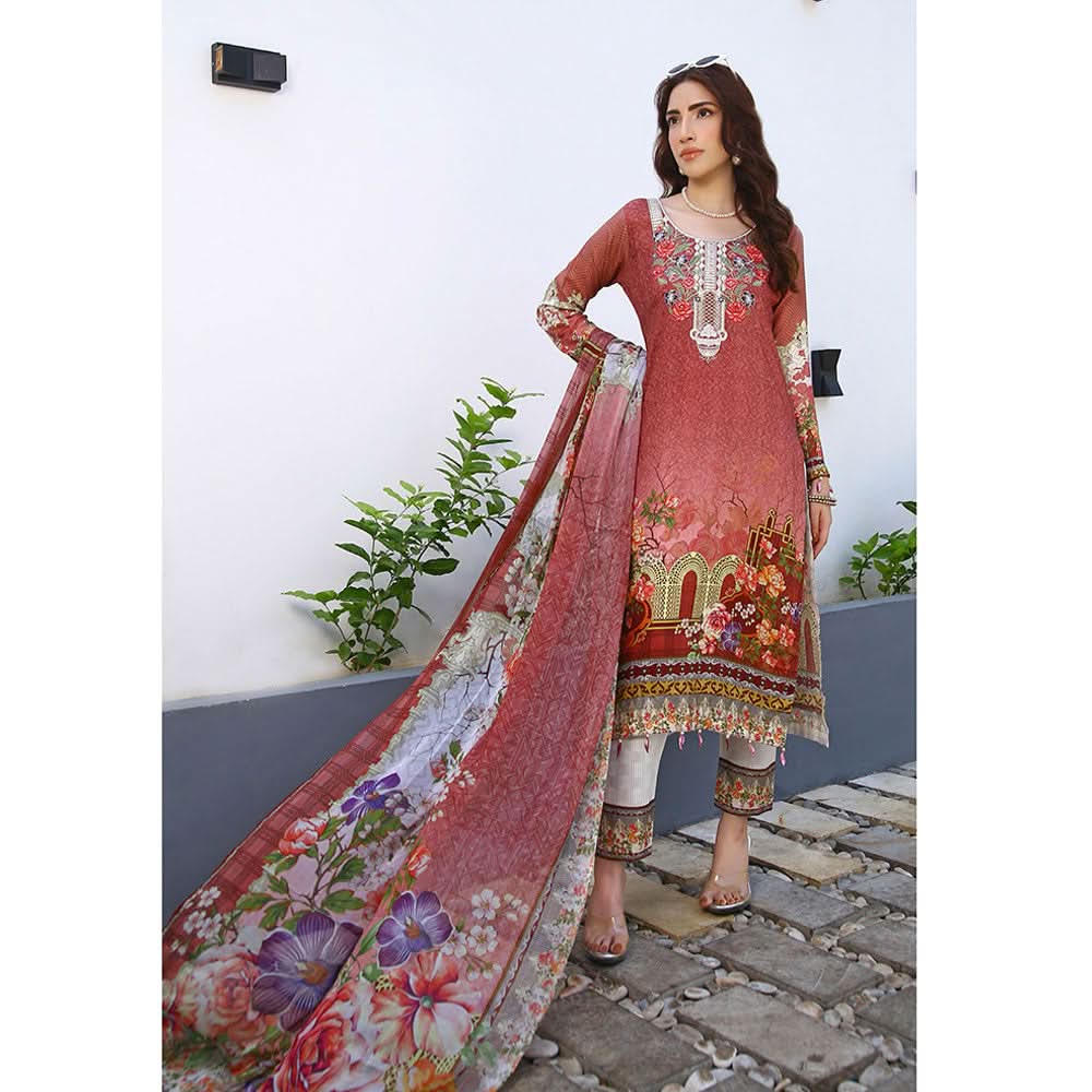 RA LE ROYAL Viscose Jacquard Printed & Embroidered 3 Pcs Un-Stitched Suit - MS-2830