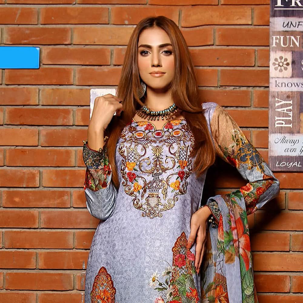 RA LE ROYAL Viscose Jacquard Printed & Embroidered 3 Pcs Un-Stitched Suit - MS-2832