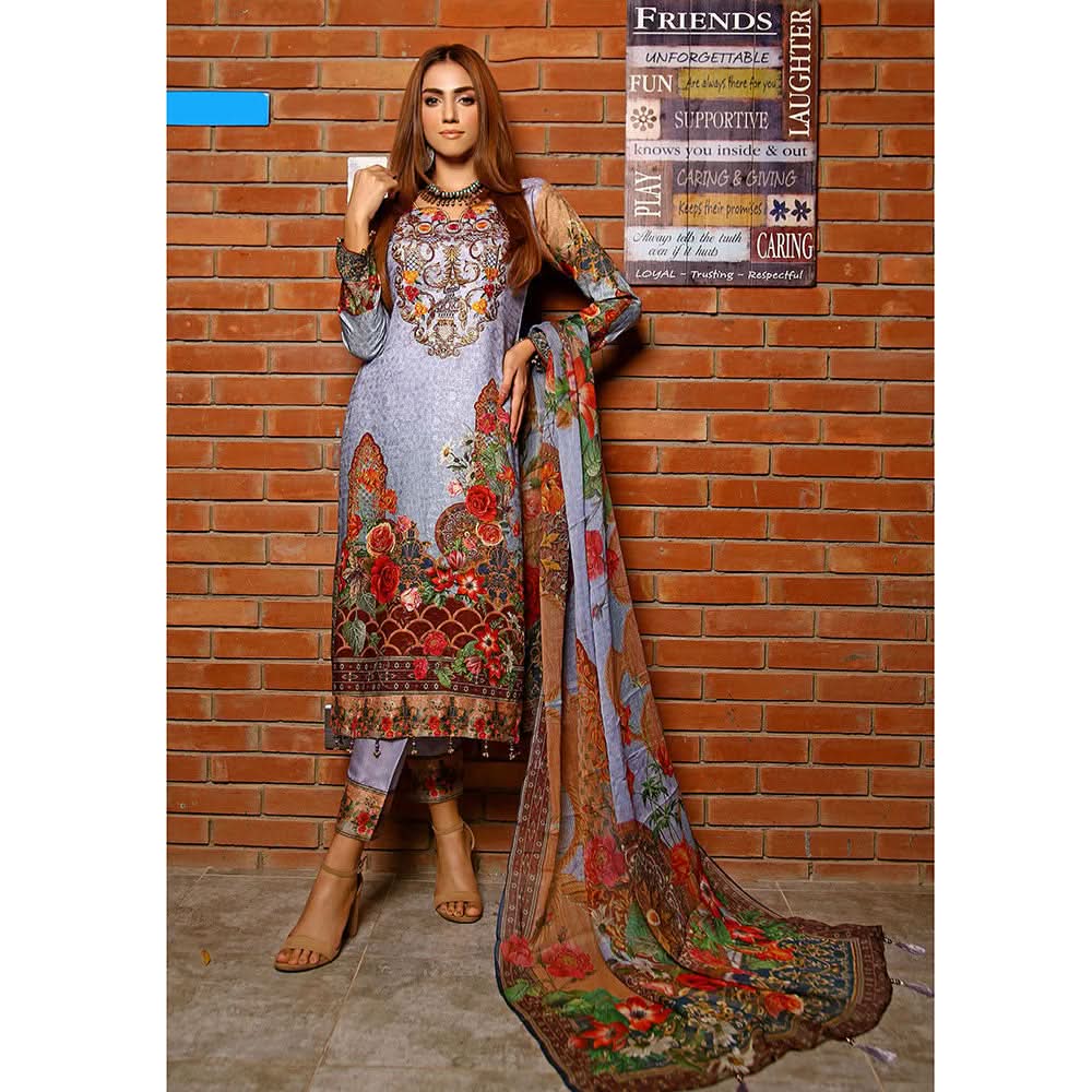 RA LE ROYAL Viscose Jacquard Printed & Embroidered 3 Pcs Un-Stitched Suit - MS-2832