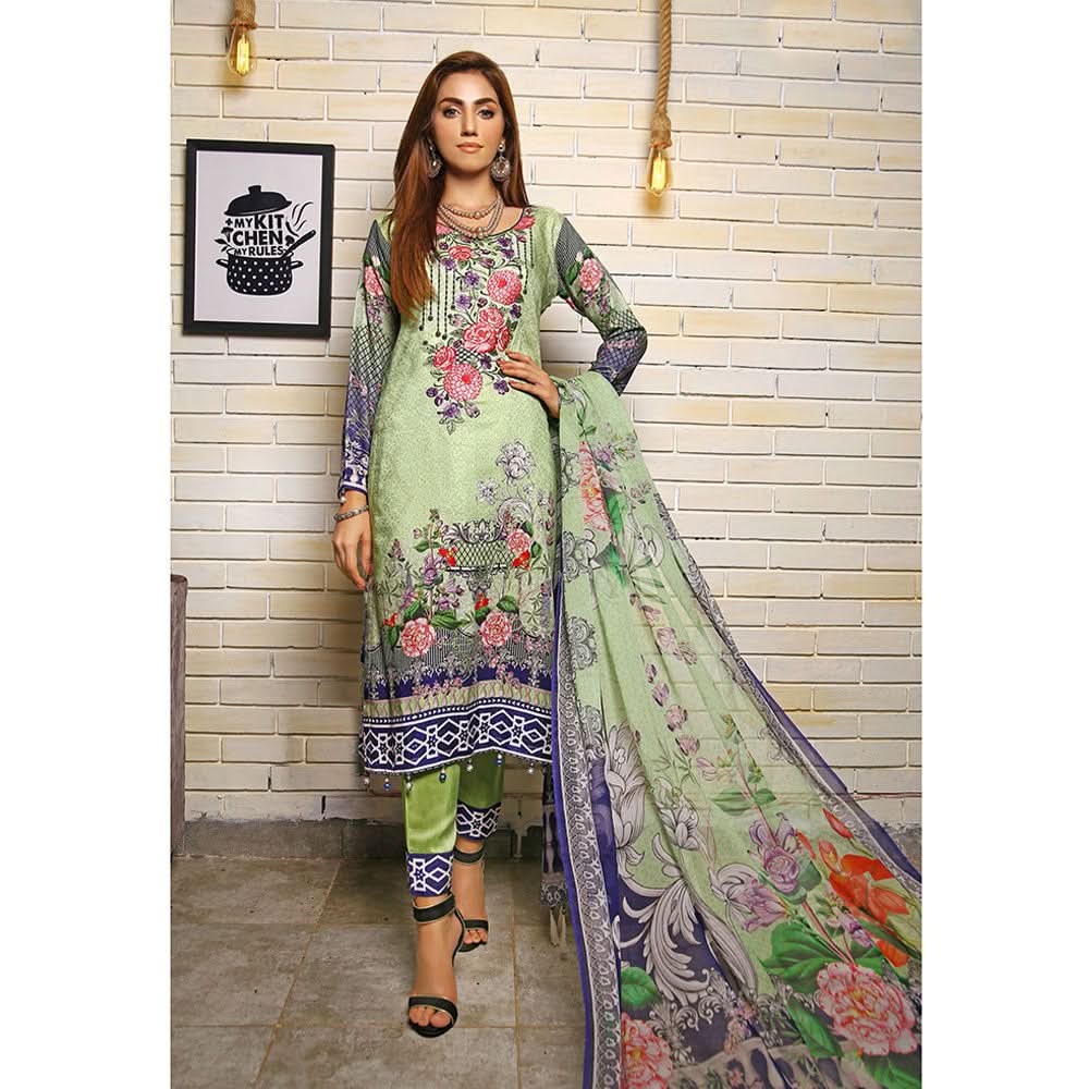 RA LE ROYAL Viscose Jacquard Printed & Embroidered 3 Pcs Un-Stitched Suit - MS-2833