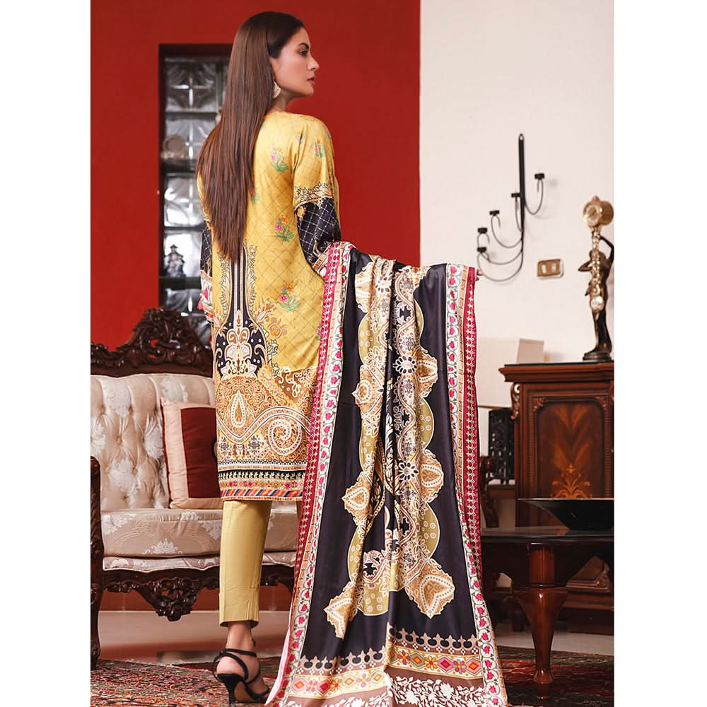 Halima Sultan Cottel Linen Digital Printed Un-Stitched 3 Pcs Suit - 2