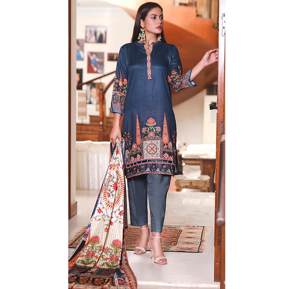 Halima Sultan Cottel Linen Digital Printed Un-Stitched 3 Pcs Suit - 5