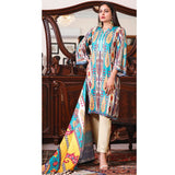 Halima Sultan Cottel Linen Digital Printed Un-Stitched 3 Pcs Suit - 8