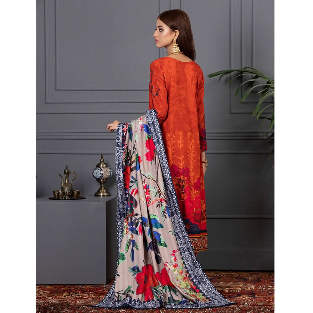 Orchid Modal Satin Digital Printed Un-Stitched 3 Pcs Suit - 5