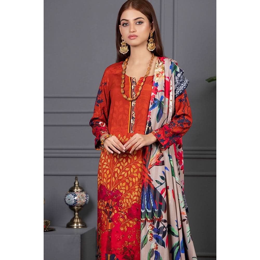 Orchid Modal Satin Digital Printed Un-Stitched 3 Pcs Suit - 5