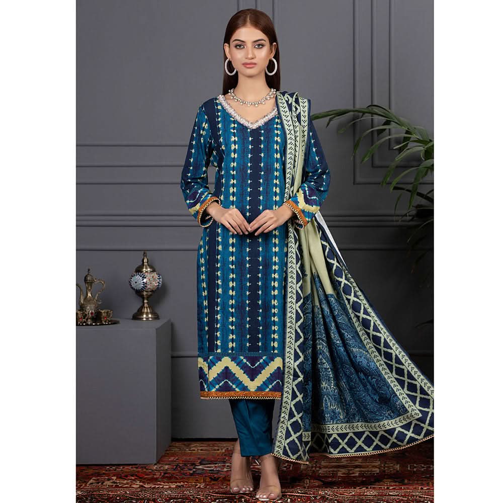 Orchid Modal Satin Digital Printed Un-Stitched 3 Pcs Suit - 1